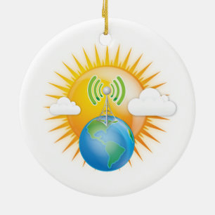 CELL TOWER EARTH CERAMIC ORNAMENT