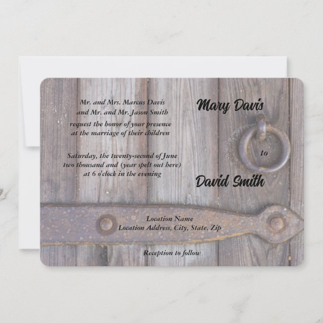 Cellar Door Handle Wedding Invitation (Front)
