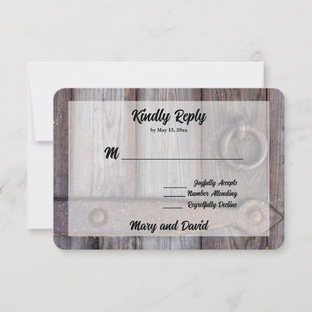 Cellar Door Handle Wedding RSVP Card (Front)