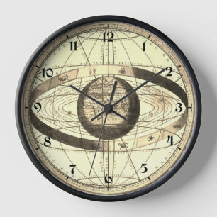 Cellarius Ptolemaic System Vintage Map Clock