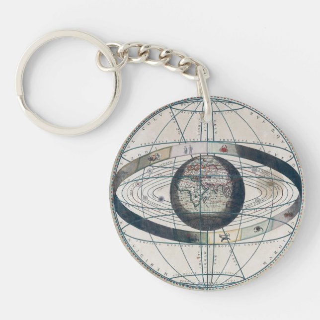 Cellarius Ptolemaic System Vintage Map Keychain (Front)