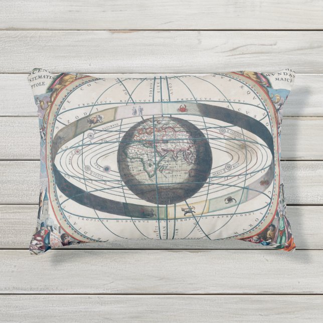 Cellarius Ptolemaic System Vintage Map Outdoor Pillow (Front)