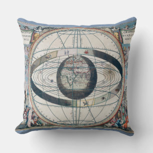 Cellarius Ptolemaic System Vintage Map Throw Pillow
