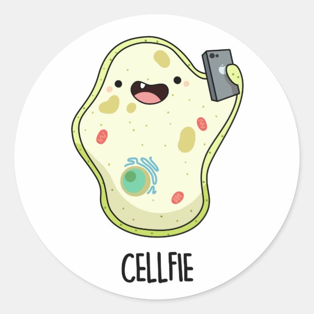 Cellfie Funny Biology Selfie Pun  Classic Round Sticker (Front)