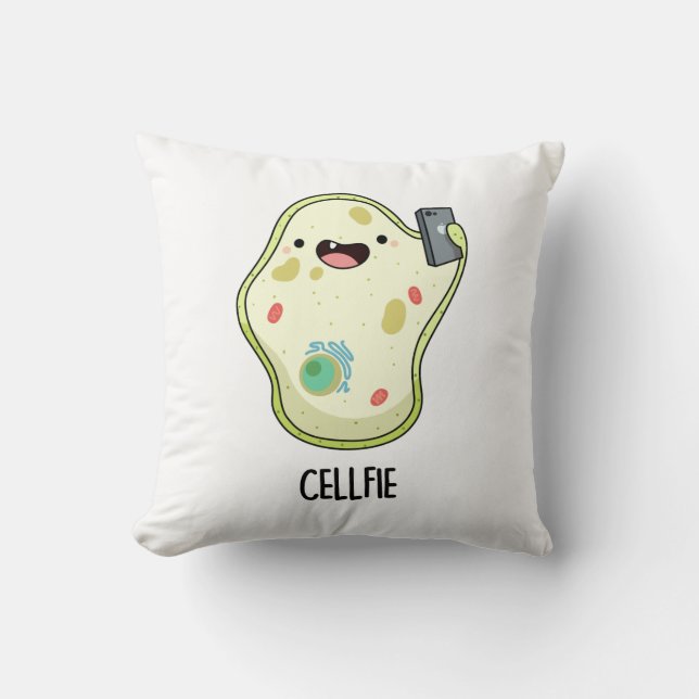 Cellfie Funny Biology Selfie Pun  Throw Pillow (Front)