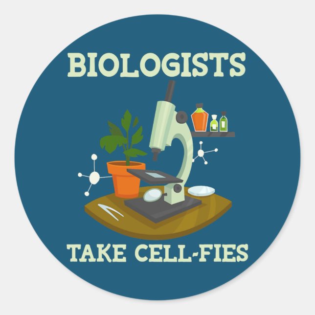 Cellfies Funny I Heart Love Science Biology Classic Round Sticker (Front)
