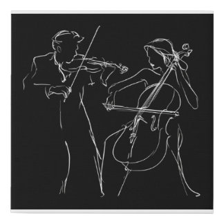 Cellist and Violinist Duo on Canvas Wall Art