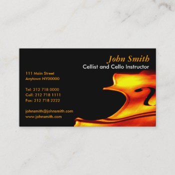 Cellist Business Card by sushiandsasha at Zazzle