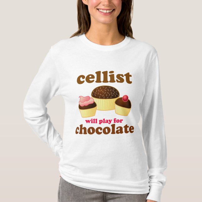 Cellist Cello Chocolate Long Sleeve T-shirt (Front)