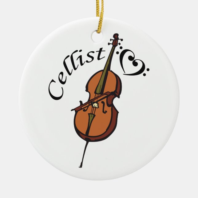 Cellist Ceramic Ornament (Front)
