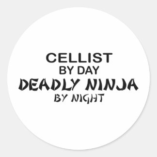 Cellist Deadly Ninja by Night Classic Round Sticker