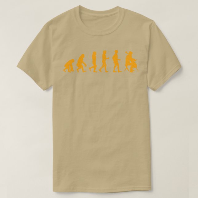 Cellist Evolution Gift Idea Cello Player Orange T-Shirt (Design Front)