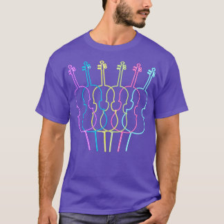 Cellist Gift Idea Cello Player Neon Cello 70s 80s T-Shirt