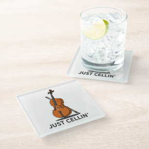 Cellist Just Cellin Fiddle Instrumentalist Glass Coaster