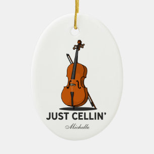 Cellist Just Cellin Performance Music Personalized Ceramic Ornament