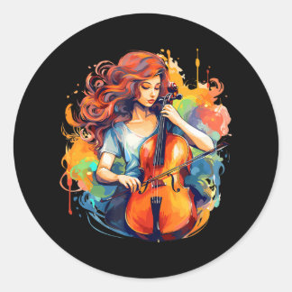 Cellist-Musician Cello-Player-Music-Instrument Classic Round Sticker