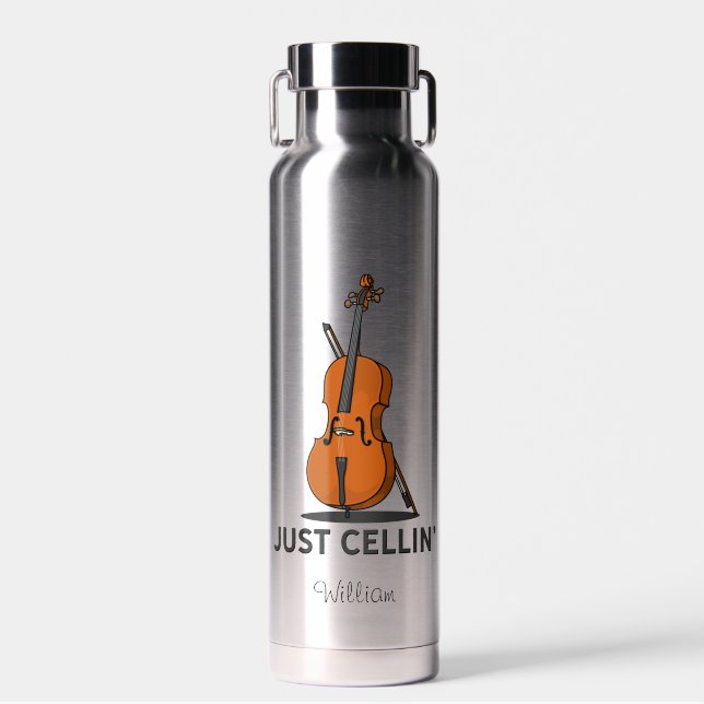 Cellist Performance Music Just Cellin Gag Custom Water Bottle (Front)