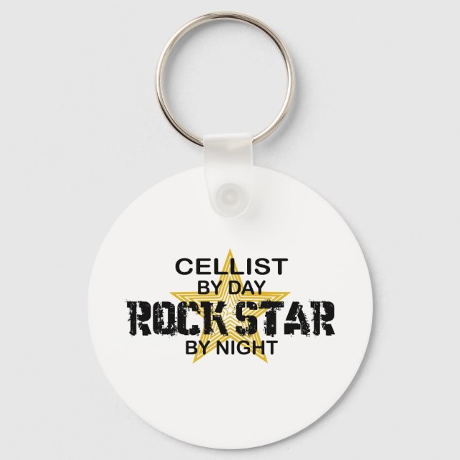 Cellist Rock Star by Night Keychain (Front)