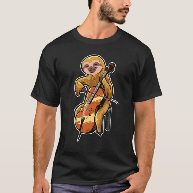 Cellist Sloth Cello Player Animal T-Shirt (Front)