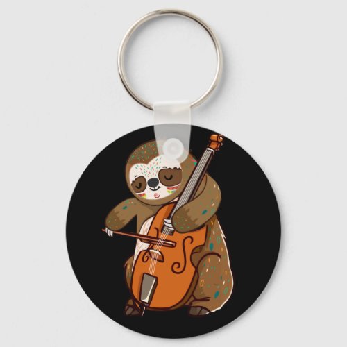 Cellist Sloth Cello Player Orchestra Music Animal Keychain