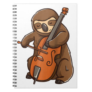 cellist sloth cello player orchestra music animal notebook