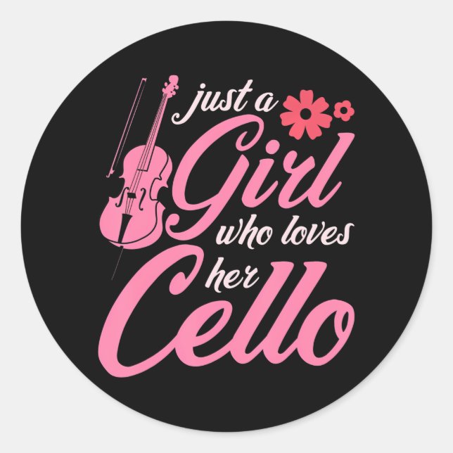 Cellist Women Classic Musical Instrument Cello Round Sticker (Front)