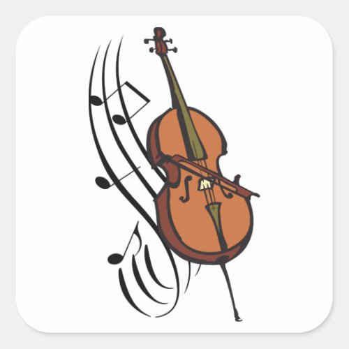 Cello and Music Square Sticker