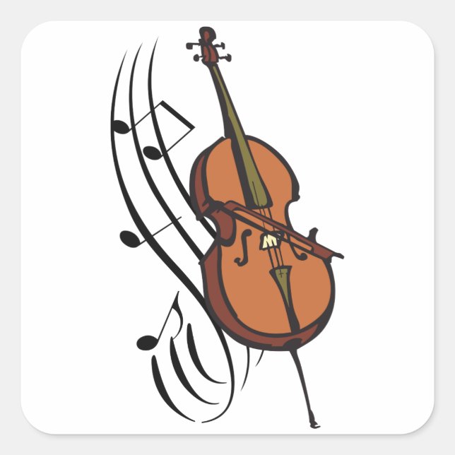 Cello and Music Square Sticker (Front)