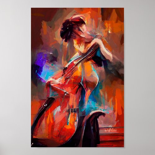cello art woman  poster