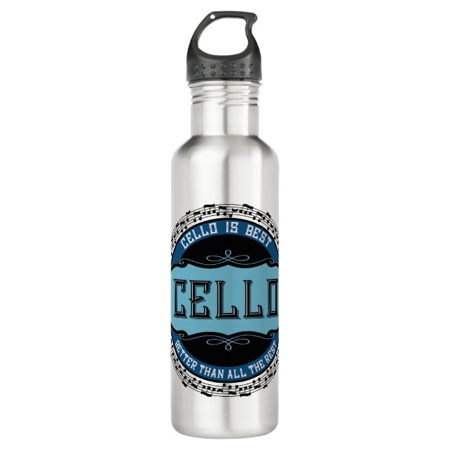 Cello Best Music Note Circle Stainless Steel Water Bottle (Front)