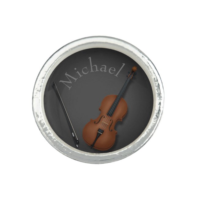 Cello & Bow Classical String Player Personalized Ring (Front)