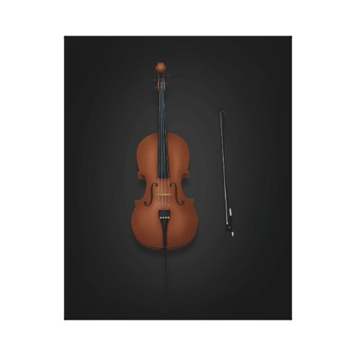 Cello  Bow Side by Side On 16x20 Black Canvas Print