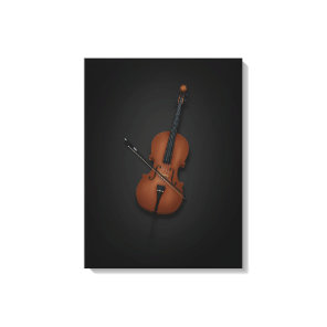 Cello & Bow Side by Side On 18x24 Black Canvas Print