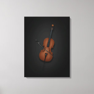 Cello & Bow Side by Side On 18x24 Black Canvas Print