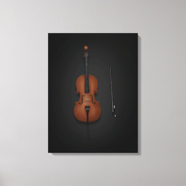 Cello & Bow Side by Side On 18x24 Black Canvas Print (Front)