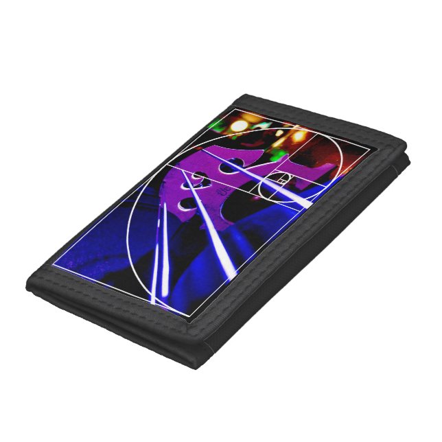 Cello bridge and strings with Fibonacci spiral Tri-fold Wallet (Bottom)