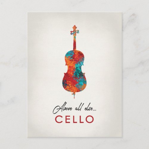 Cello _ Bright Colorful Music Postcard