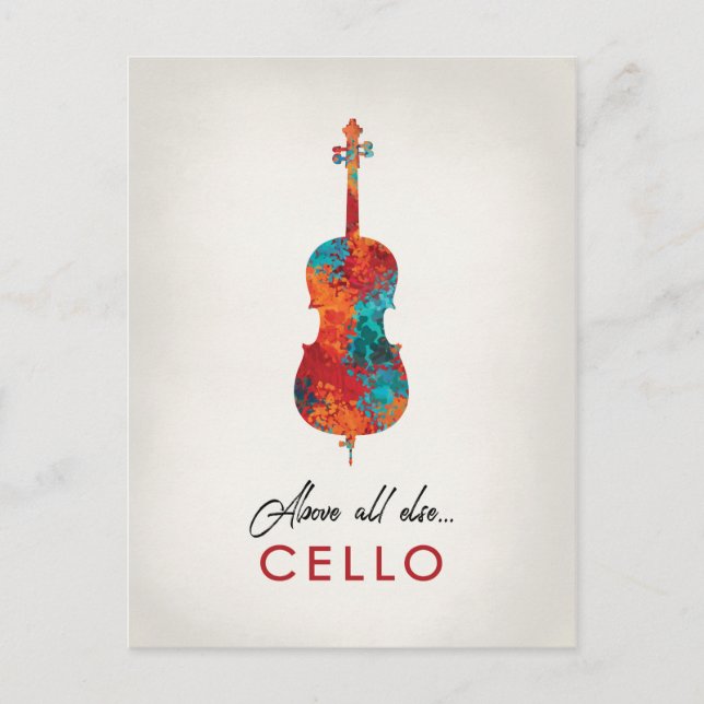Cello - Bright Colorful Music Postcard (Front)