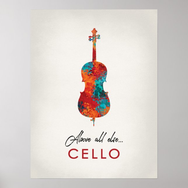 Cello - Bright Colorful Music Poster (Front)