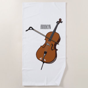 Cello cartoon illustration  beach towel
