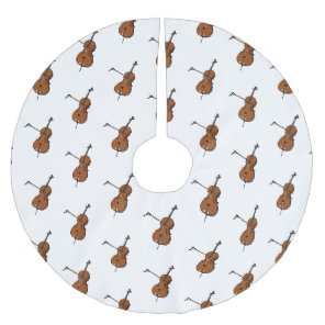Cello cartoon illustration  brushed polyester tree skirt
