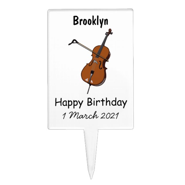 Cello cartoon illustration  cake topper (Front)