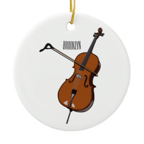 Cello cartoon illustration  ceramic ornament