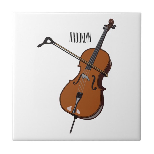Cello cartoon illustration  ceramic tile (Front)