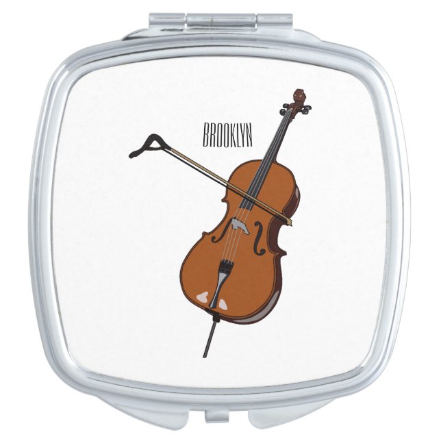 Cello cartoon illustration  compact mirror (Front)