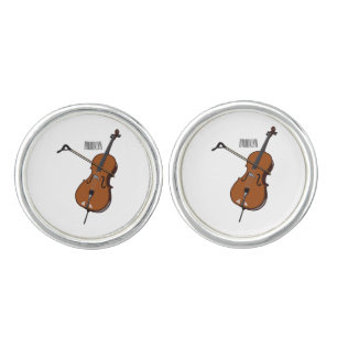 Cello cartoon illustration cufflinks