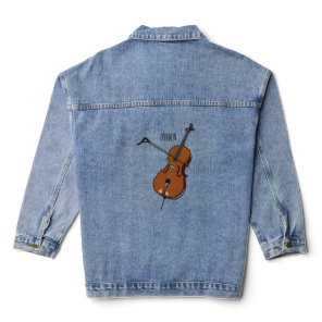 Cello cartoon illustration  denim jacket