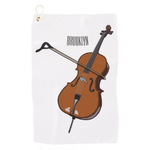 Cello cartoon illustration  golf towel