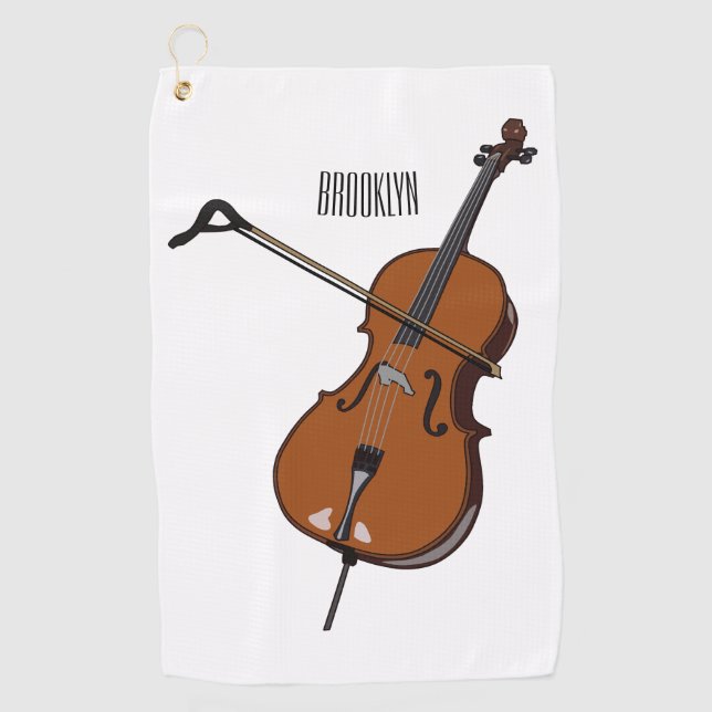 Cello cartoon illustration  golf towel (Front)