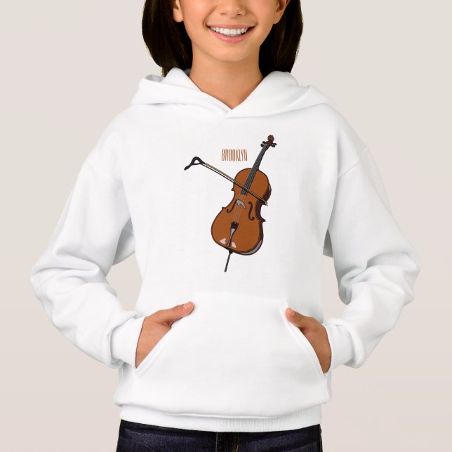 Cello cartoon illustration  hoodie (Front)